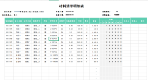 材料清单表1