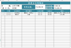 班费支出明细表，通用款